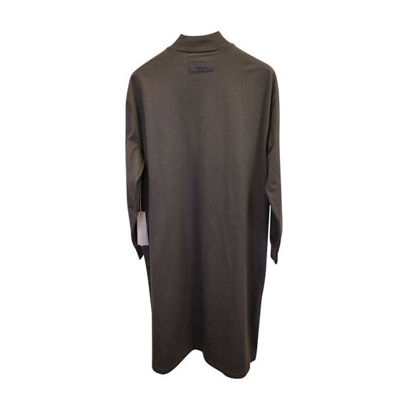 Fear of God Essentials Long-Sleeve Logo Dress in Olive Green Cotton - Picture 2 of 3